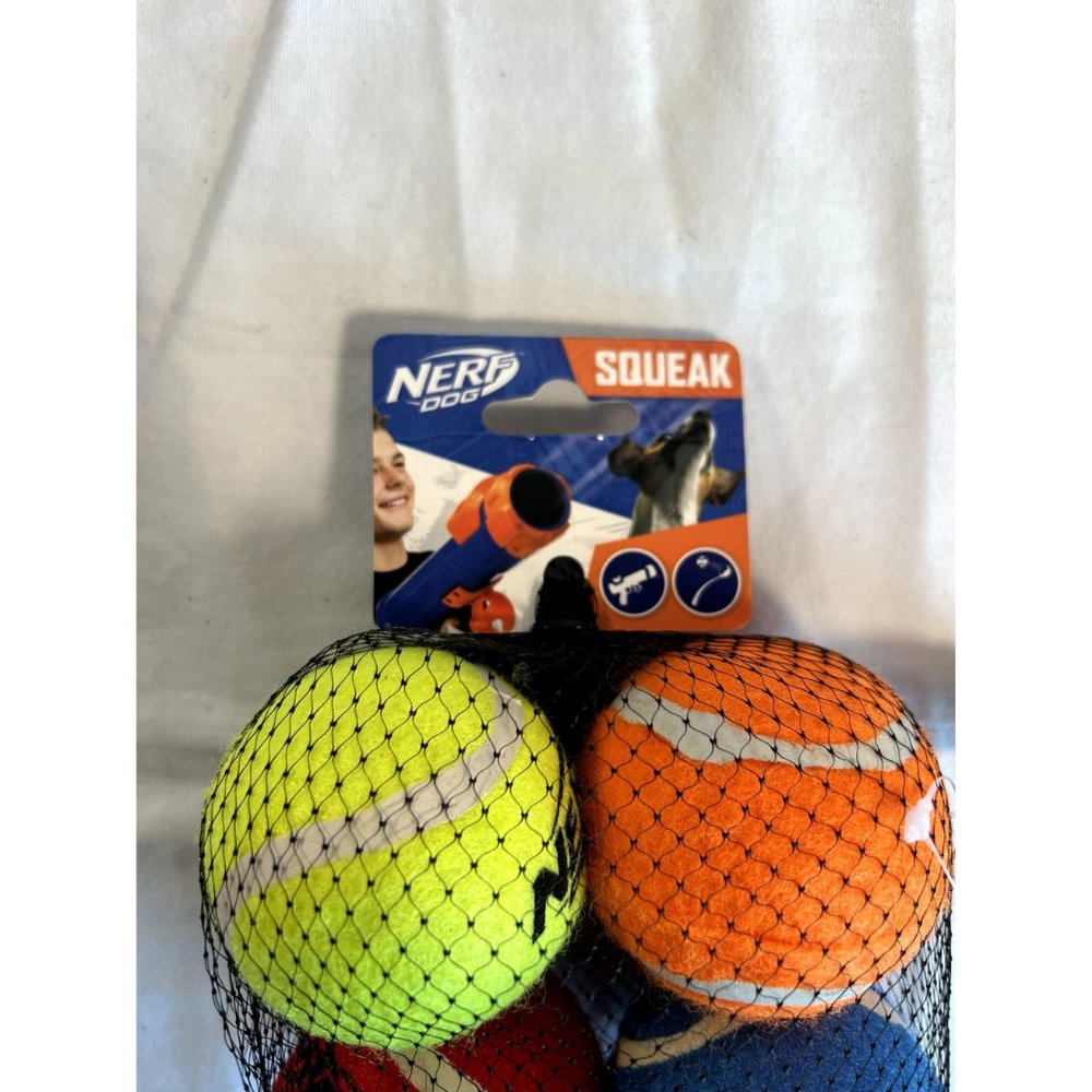NERF Squeaker Tennis Ball 4-Pack Multicolor NWT - Picture 2 of 4